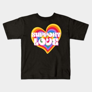 Support Love Rainbow Heart LGBT Equality Kids T-Shirt